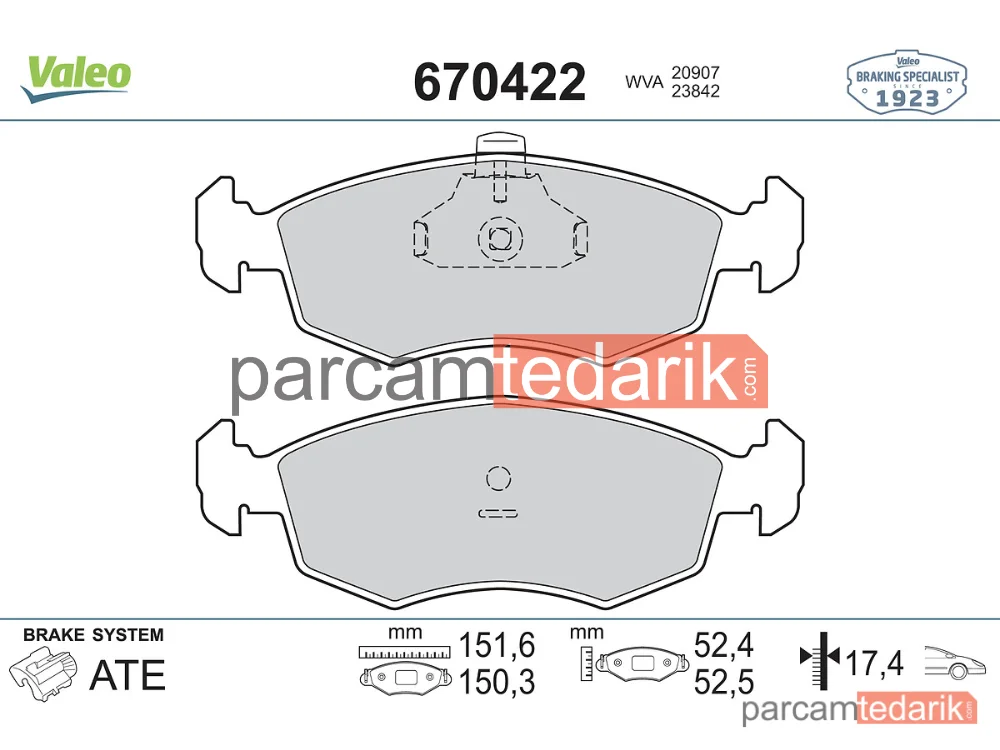670422 | Fren Balatası — Fiat Palio, Fiat Palio Weekend, Fiat Strada Pick-Up